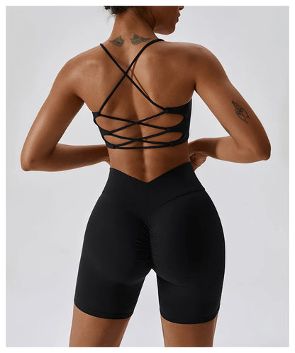 U-Shaped Multi-Strap Cross Back  Sports Bra