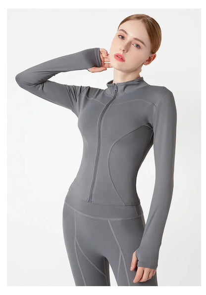 New Colors Jacket Slim Fit Long Sleeved Fitness Coat